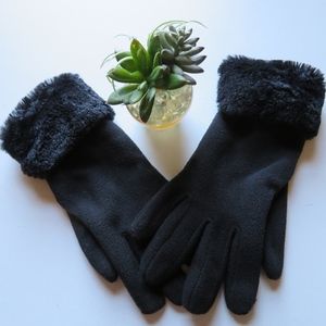 NEW WO Tags Sz L Black Heavy Lined Gloves w Fur